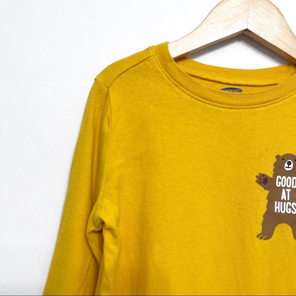 old navy | good at hugs bear long sleeved crewneck tee yellow 5t